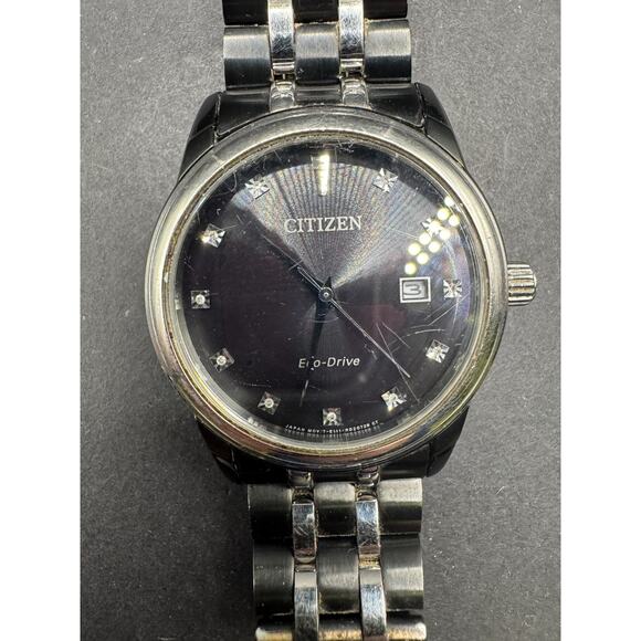 Citizen Eco-Drive Corso Diamond Accent Date Gunmetal Watch 37MM E111-R020728 main image 14